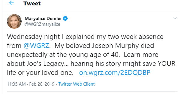 Maryalice Demler Tweeting About Boyfriend Death